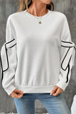 Bow-Accent Striped Sleeve Sweatshirt