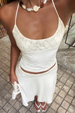Chic Lace-Trim Skirt Set