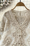 Crochet Lace Button-Up Blouse