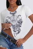Graphic Print V-Neck T-Shirt