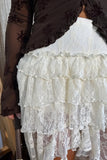 Sheer Ruffle High Low Midi Skirt