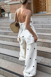 Polka Dot Strapless Pants Set