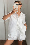 Eyelet Button-Up Short Set