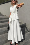 Elegant Buttoned Skirt Set