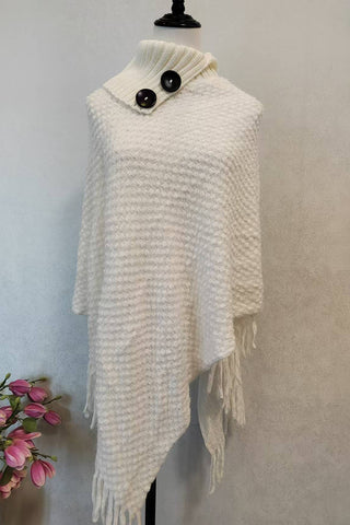 Button-Accent Knit Wrap