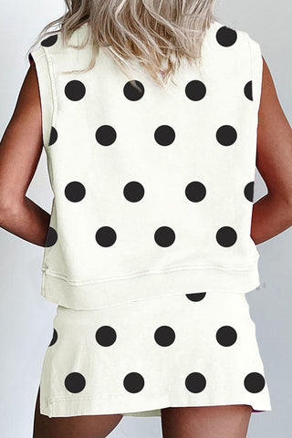 Polka Dot Skirt Set with Sleeveless Top