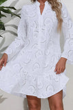 Eyelet Button-Front Casual Dress