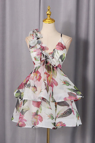 Floral Ruffle Tiered Mini Dress