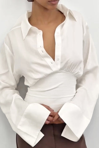 Elegant Collared Long Sleeve Top