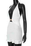 Halter Neck Ruffle Hem Dress
