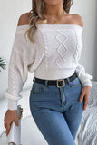 Off-Shoulder Cable Knit Sweater