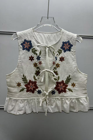 Floral  Tie-Front Vest