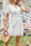 Eyelet Puff Sleeve Mini Dress
