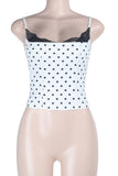 Polka Dot Lace-Trim Tank Top