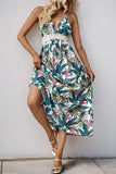 Tropical Print Halter Maxi Dress