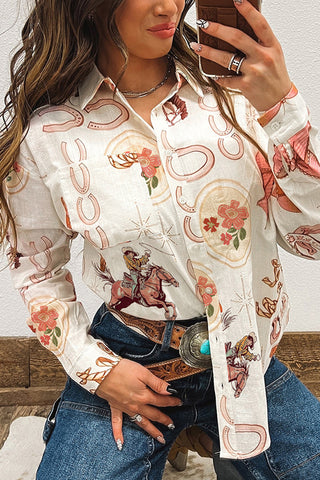 Western Print Button-Down Shirt