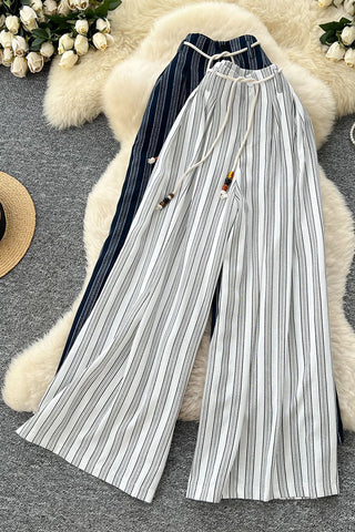 Relaxed Striped Wide-Leg Pants