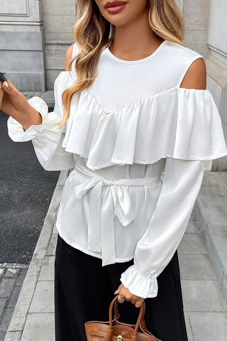 Ruffle Tie-Front Blouse