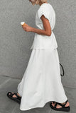 Elegant Buttoned Skirt Set