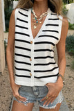 Button-Front Striped Sweater Vest