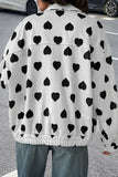 Heart Print Collar Zip Jacket