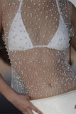 Pearl-Embellished Mesh Tank Top