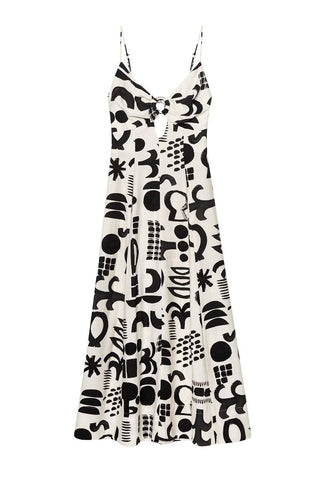 Abstract Print Sundress with Cutout Detail