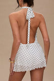 Polka Dot Halter Casual Dress