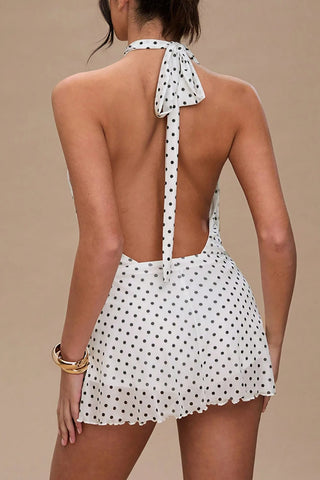 Polka Dot Halter Casual Dress
