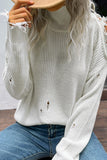 Distressed High Neck Sweater