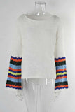 Striped Sleeve Open-Knit Cover-Up