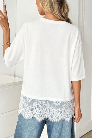 Elegant Lace Trim T-Shirt