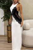 Elegant Lace Panel Maxi Dress