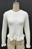 Ruffled Hem Long Sleeve Knit Top