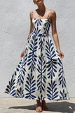 Strappy Leaf Print Midi Dress