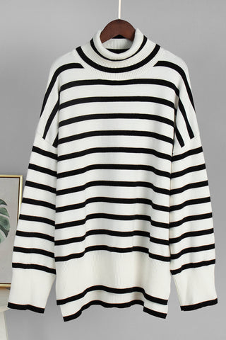 Striped Mock Neck Sweater