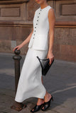 Buttoned Skirt Set Elegance