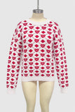 Heart Pattern Crewneck Sweater