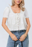 Lace-Trim Button-Down T-Shirt