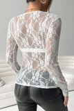 Lace Overlay Long-Sleeve Top