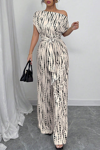 One-Shoulder Tie-Waist Jumpsuit