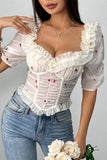 Ruffle Neck Floral Blouse