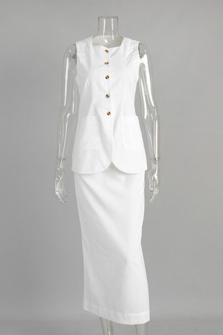 Button-Front Skirt Set