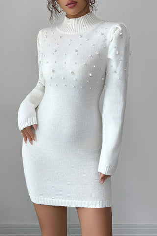 Elegant Pearl-Embellished Casual Dress