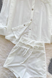 Button-Up Long Sleeve Shorts Set