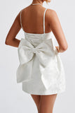 Elegant Bow-Back Evening Mini Dress