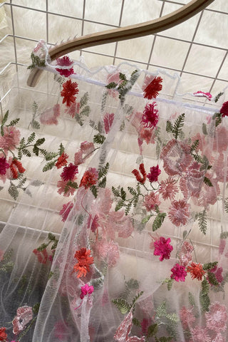 Floral Detail Mesh Blouse