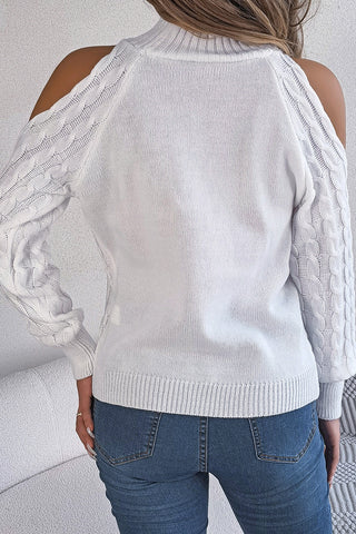 Cutout Shoulder Cable Knit Sweater