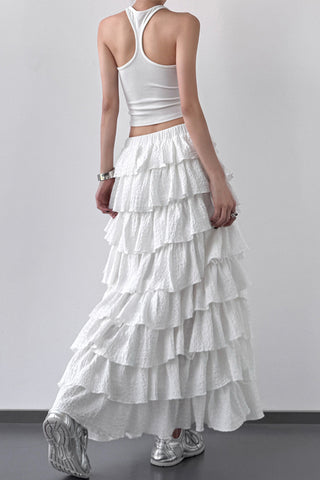 Layered Ruffle Maxi Skirt