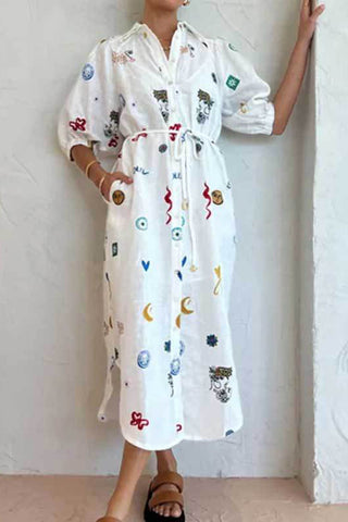Patterned Casual Midi Dress